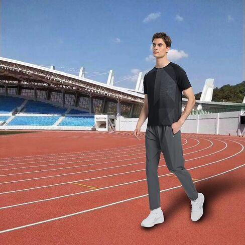 Men's Short Sleeve Quick Dry Athletic Crewneck T-Shirt Golf Tennis Running Gym Tee Tops in Kuwait