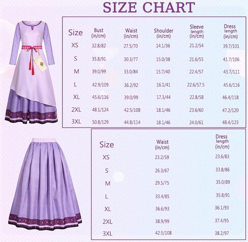 RKKVQP Wish Asha Costume Women Adult Princess Dress Up Movie Heroine Cosplay Long Sleeve Purple Dress with Accessories in Kuwait