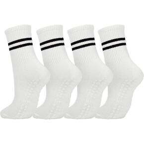 DTWAWA Womens 4Pcs Pilates Grip Socks Non Slip Yoga Socks with Grips Barre Hospital Athletic Socks for Women