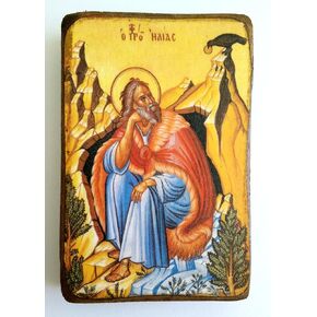 Wooden Greek Christian Orthodox Wood Icon of Saint Elias / A0