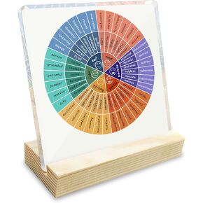Feelings Wheel with Stand Emotions Chart Office Decor for Women - Emotion Wheel Chart for Therapy School Counselor - Therapy Office Desk Decor For Calming Corner（4 x 4 inch）