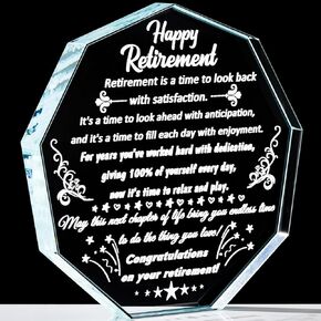 YWHL Retirement Gifts for Woman Men, Best Happy Retirement Plaque for Retiree, Crystal Retirement Gift Ideas for Boss Coworker, Going Away Farewell Gift for Teacher Doctors Friends
