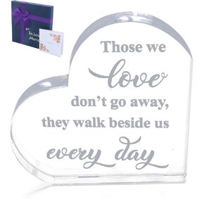 Malister Memorial Crystal Heart Glass, Sympathy Gift, K9 Glass, 5.1 x 5.1 x 0.75in, Laser Engraved Crystal Sculpture