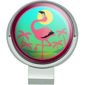 GRAPHICS & MORE Flamingo Palm Trees Tropical Vacation Golf Hat Clip with Magnetic Ball Marker