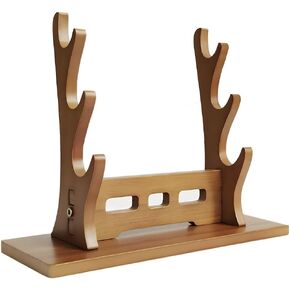 3-Tier Katana Stand, Cosplay Blade Holder,Wood Sword mount for Samurai Sword,Lightsaber Stand, Tanto Display The Best Gift for Sword Stand Lover.(3 Tier Brown)