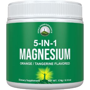 5-in-1 Magnesium Powder Drink for Women & Men. Magnesium Glycinate + Citrate + Malate + Chelate + Taurate. Great Tasting Vegan Magnesium Supplement for Muscle Relaxation, Sleep, Cramps. Berry Flavor