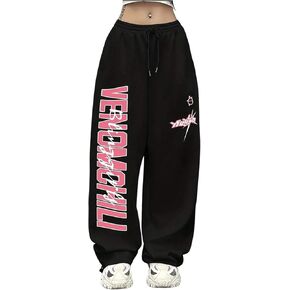 SOLY HUX Women's Letter Print Graphic Sweatpants Drawstring Elastic Waist Loose Long Pants