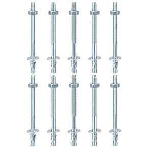 5/16" x 2-3/4" Wedge Anchors - 10Pack - Good for Cement and Concrete Wall - Carbon Steel Zinc Plated Screw Bolt Nut Expansion Tube Fasteners