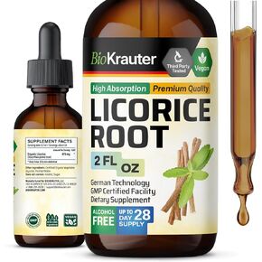 BIO KRAUTER Licorice Root Tincture - Organic Licorice Root Extract for Digestion Health Support - High Bioavailability Formula - Alcohol and Sugar Free - Vegan Drops 4 Fl.Oz.