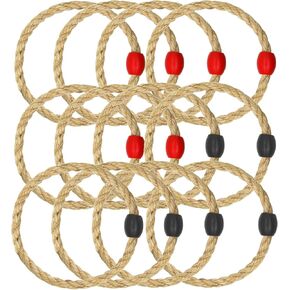 12 Pack Rope Ring Toss Game Replacement Parts for Adults and Kids, Outdoor Toss Rings for Agility Practice and Speed Game and Yard Games and Lawn Games for Party (Red and Black)