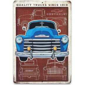Open Road Brands Chevrolet Black and Yellow Chevy Truck Parking Only Metal Sign - Vintage Chevy Sign for Garage or Man Cave