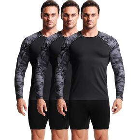 CADMUS Men's 3 Pack Workout Shirts Dry Fit Moisture Wicking Athletic Long Sleeve T-Shirts