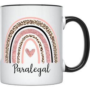 YouNique Designs Paralegal Rainbow Coffee Mug, 11 Ounces, Paralegal Mug, Paralegal Coffee Cup for Women, Paralegal Gifts (Black Handle)