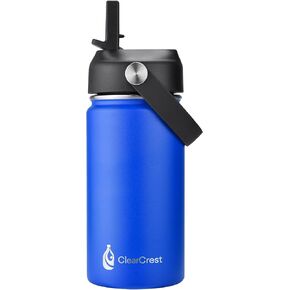 12OZ double wall stainless steel vacuum insulated suction nozzle water bottle BPA Free 100% Leakproof (Blue)