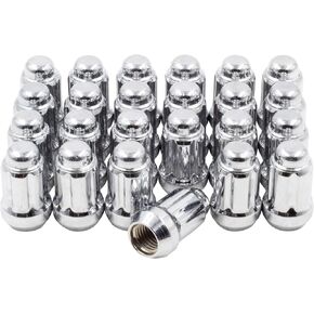 Wheel Accessories Parts 24 Pcs + Key M12 1.50 12x1.50 Thread Car Spline 1.38" Long Lug Nut Chrome Spline Fits 2004-12 Chevy Colorado GMC Canyon | Toyota Tacoma 4Runner