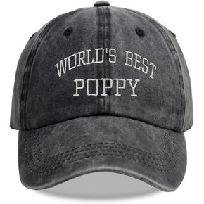World’s Best Poppy Gifts for Men, Adjustable Embroidered Cotton New Dad Baseball Cap