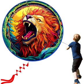 HENGDA KITE Rounded Kite,for Kids and Adults,Easy to Fly,Excellent Fabric and Structure Design,The Pictures are Beautiful in high Definition,Suitable for Beginners(31x31) in Lion.