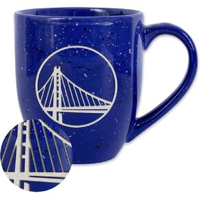 Rico Industries NBA Basketball Golden State Warriors Primary 16 oz Team Color Laser Engraved Speckled Ceramic Coffee Mug