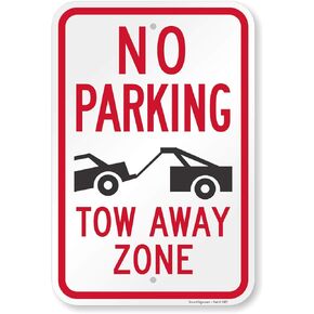 SmartSign - K-1939-AL-12x18 "No Parking - Tow Away Zone" Sign | 12" x 18" Aluminum Black/Red on White
