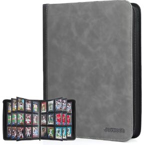 JoyHood Top Loader Binder, Holds 252 Top Loaders, 9 Slot Trading Cards Collection Binder with Sleeves, Top Loader Storage Holder for Sports Card, Grey