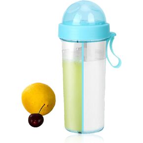 Dual Use Water Bottle, 600ml Creative Water Cup Portable Dual Use Two Straws Water Bottle Couple Cup Drinking Bottle Sports Bottle for Hiking Camping