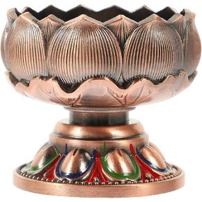 Vaguelly Buddhist Candle Stand, Lotus Shape Ghee Lamp Butter Lamp Holder, Meditation Tealight Holder, Zen Decor, Tibetan Brass Oil Lamp Buddhist Altar Supplies for Temples