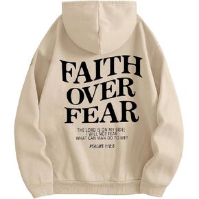 SHENHE Women's Graphic Hoodie Slogan Faith Over Fear Christian Hoodie Pullover Sweatshirt