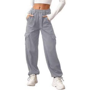 Women High Waisted Cargo Pants Stretchy Baggy Casual Utility Pants Straight Leg Hiking Joggers Pants with Pockets