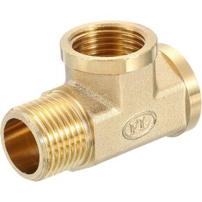 uxcell Brass Tee Pipe Fitting, G1/2" x G1/2" x G1/2" 3 Way T-Connector Fitting Coupler Adapter for Gas Transport Connect Pipelines, 1 Pcs