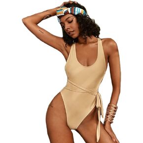 Women's Fashionable Soft Solid Color High-Grade Backless Sexy Swimsuit