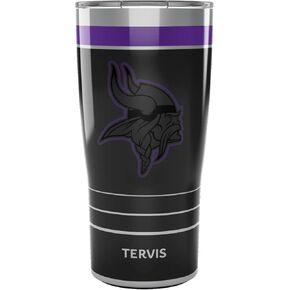 كوب سفر Tervis Traveler NFL Minnesota Vikings - Night Game ثلاثي الجدران معزول يحافظ على المشروبات باردة وساخنة، 30oz، من الفولاذ المقاوم للصدأ