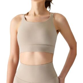Thin Shoulder Strap Sports Bras for Women Yoga Bra Vest, Fixed Cup, Medium Strength Sports Underwear, Suspender,(Color:Brown,Size:M)