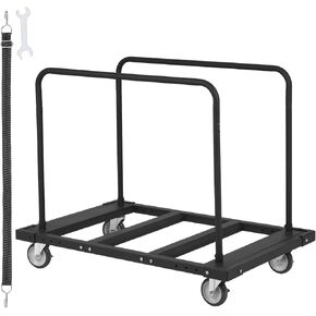 VEVOR Folding Table Cart, 1800 LBS Heavy Duty Table Trolley with 5" Swivel Wheels, Black Desk Trolley for Garage, Home, Warehouse, Party Event Hotel Furniture 10 Table Capacity