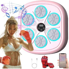 Boxing Machine Pink Boxing Music Workout Machine Music Boxing Machine with Gloves, Wall Mounted Smart Music Boxing Machine Pink, Music Boxing Machine Pink Workout Boxing Punching Machine