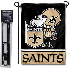 WinCraft New Orleans Saints Sir Saint Garden Flag and Pole Stand Holder