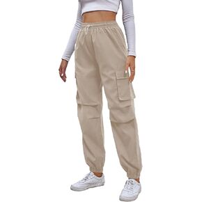 SOLY HUX Women's Drawstring High Waist Joggers Casual Outdoor Hiking Cargo Pants