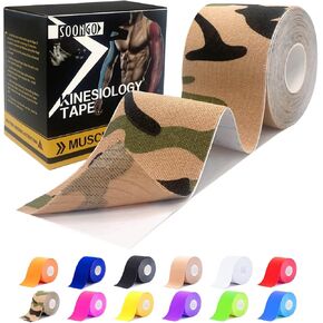 Kinesiology Tape 1/2 /5 Rolls Sports Athletic Mucle Wrist Knee Ankle Elastic Waterproof Breathable 2 Inch x 16 Feet Black 1 Roll