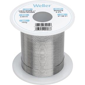 Weller WSW SnPb (T0051403299) Solder Wire, Dia: 0.5 mm / 0.020 in, Wt: 100 g / 3.527 oz, Alloy Sn60Pb40, Flux content 2.2%