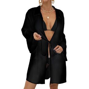 Bsubseach Chiffon Bathing Suit Cover Ups for Women Sheer Swimsuit Coverup Long Sleeve Beachwear