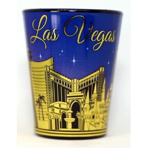 Las Vegas Nevada Purple & Gold Ceramic Shot Glass