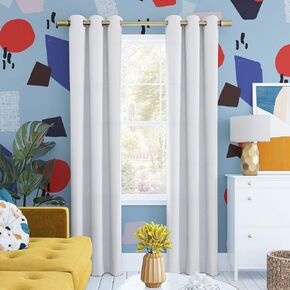 Sun Zero Halton Bright Vibes Total Blackout Grommet Curtain Panel, 40" x 84", White