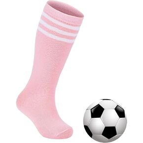 Zando Knee High Tube Socks Kids Soccer Socks Three Thin Stripes Tube Sport Socks for Youth Boys Girls