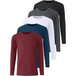 Cosy Pyro 5-Pack Boys Youth Long Sleeve Dry Fit T-Shirt Moisture Wicking Athletic Round Neck Tees