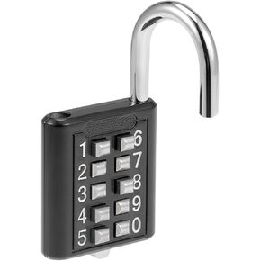 10 Digit Combination Padlock - Zinc Alloy Indoor Outdoor Padlock, Push Button Lock, Apply to Gym Gate Sports Locker (6mm, Black)