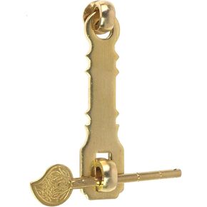 قفل نحاسي عتيق بمشبك على الطراز الصيني مع مسمار قفل لباب الخزانة صندوق خشبي وحقيبة عرض (ذهبي 4.16 بوصة) in Kuwait