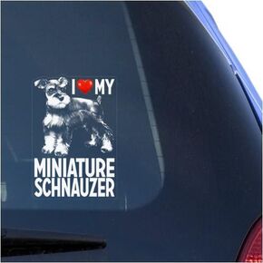 I Love My Miniature Schnauzer Clear Vinyl Decal Sticker for Window, Zwergschnauzer Dwarf Dog Sign Art Print