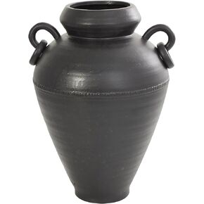Deco 79 Ceramic Decorative Vase Amphora Centerpiece Vase with Speckled Texture and Ring Handles, Flower Vase for Home Decoration 10" x 11" x 15", Black