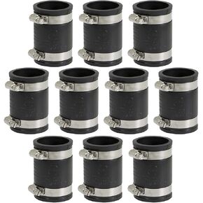 6I46x10 Flexible PVC Coupling with Stainless Steel clamps 1-1/2'', Black (pack of 10)