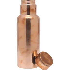 DeKulture Ayurvedic Antique Copper Water Bottle [900ml] - Handcrafted for Detox & Wellness Ideal Drinkware, 3 x 9.5 (DH) Inches