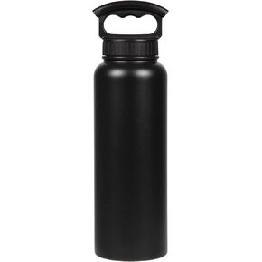 FIFTY/FIFTY Double Wall Vacuum Insulated Water Bottle, Stainless Steel, Wide Mouth with Three Finger Cap